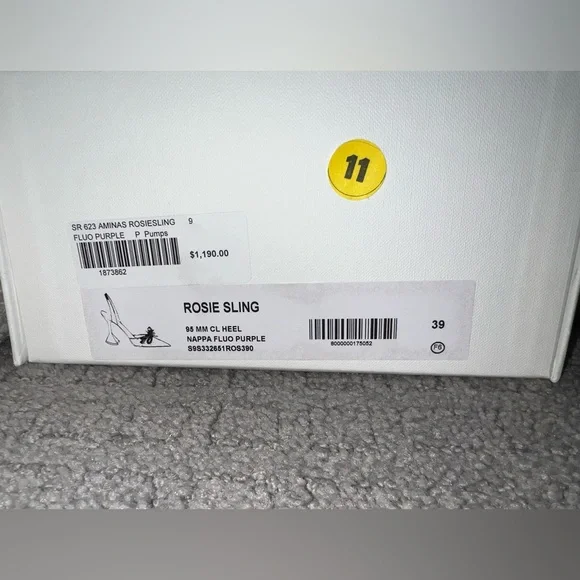 Amina Muaddi Rosie Sling Crystal Bow Pumps 95mm Fluo Purple EU 39 - Picture 7 of 7